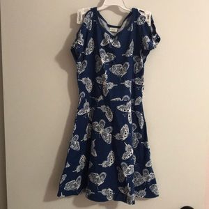 Blue with white butterfly dress